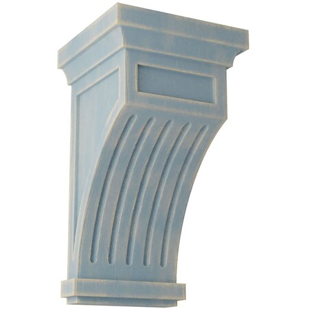 Ekena Millwork 5 1/2"W x 5 1/2"D x 10"H Fluted Wood Vintage Decor Corbel, Driftwood Blue CORWD05X05X10FLBU